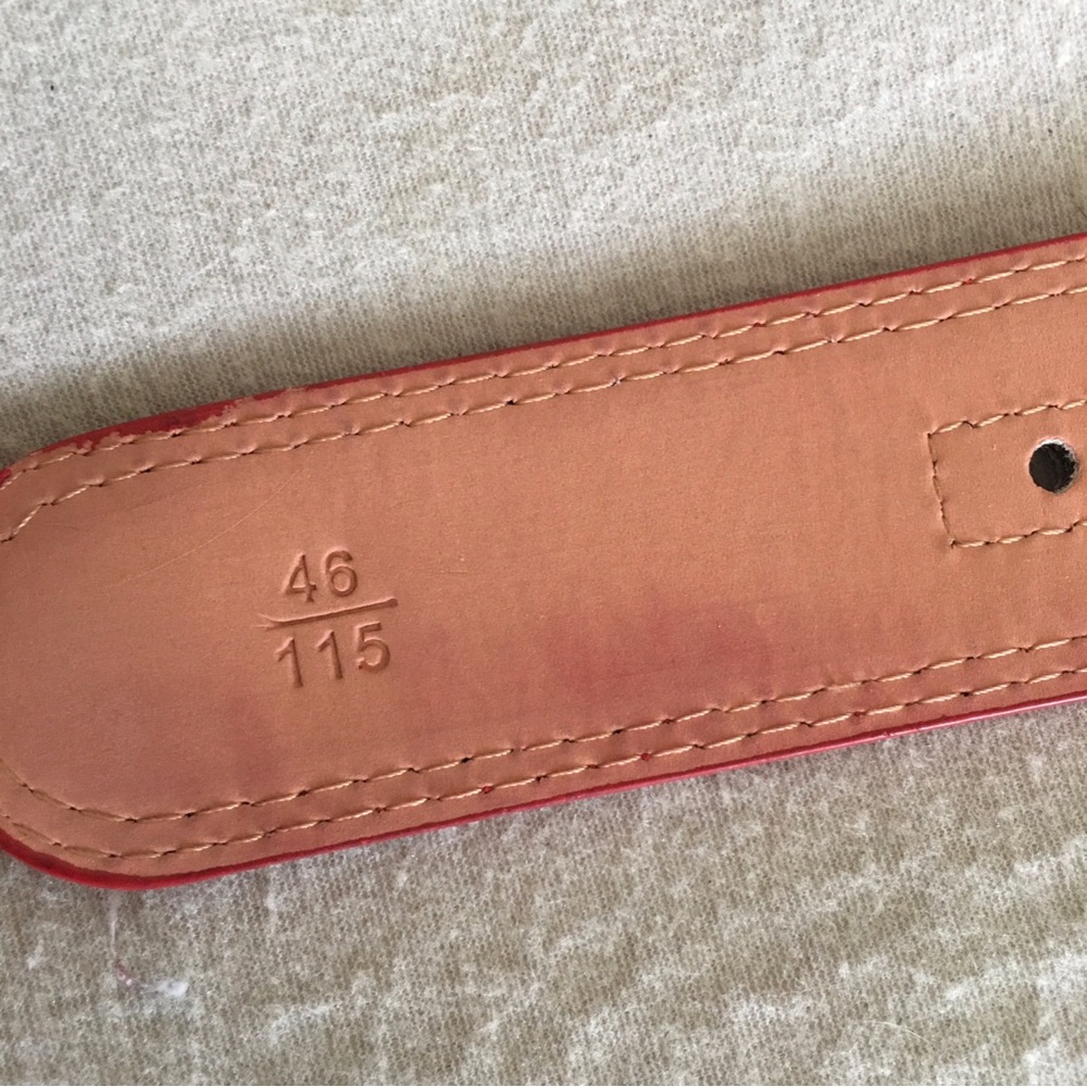 Gucci Leather Belt Red Green Beige Interlocking G Buckle 37-41 Waist - Picture 8 of 16